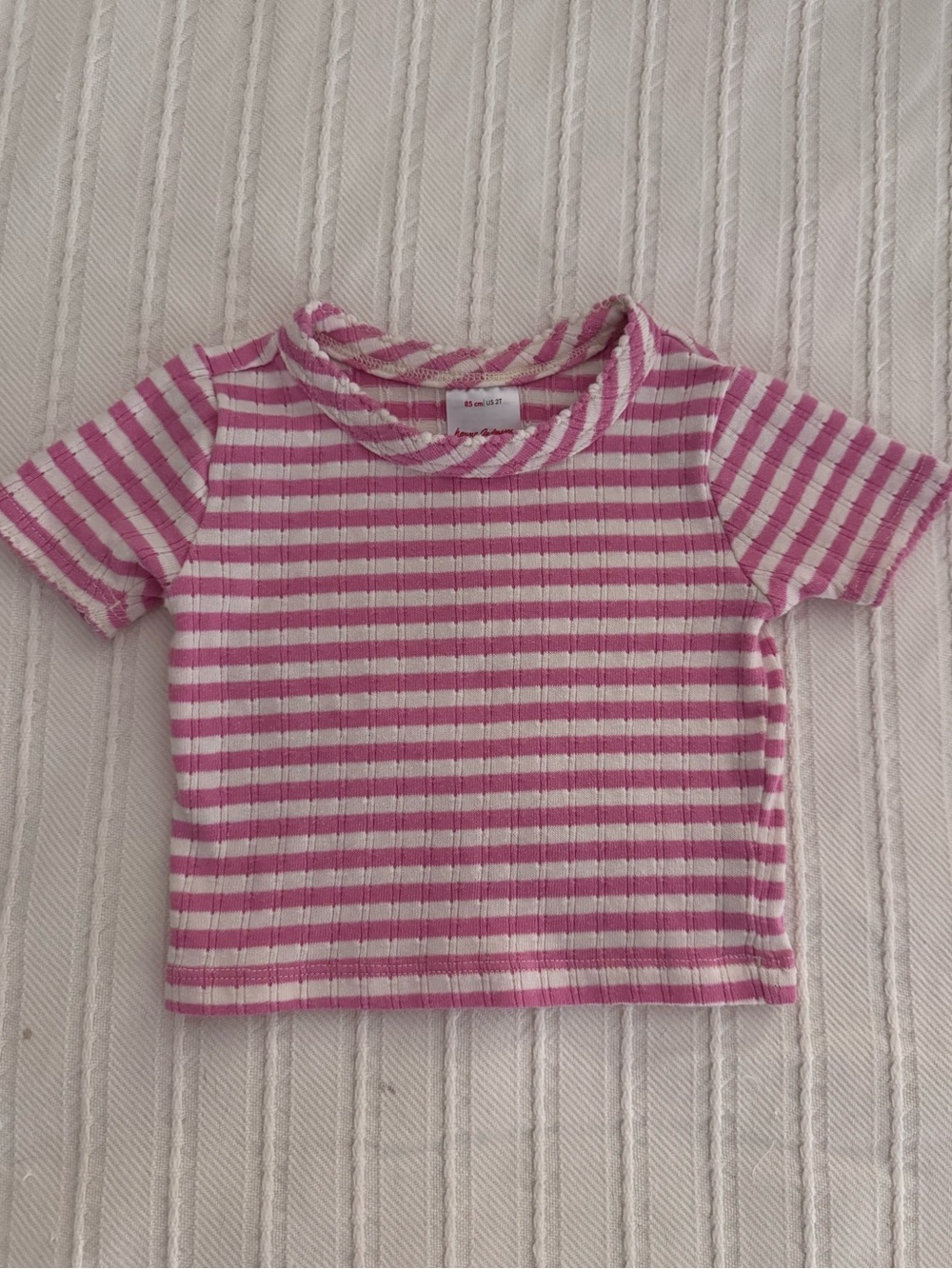 Hanna Andersson Pointelle Tee | Pink Stripe | 2T